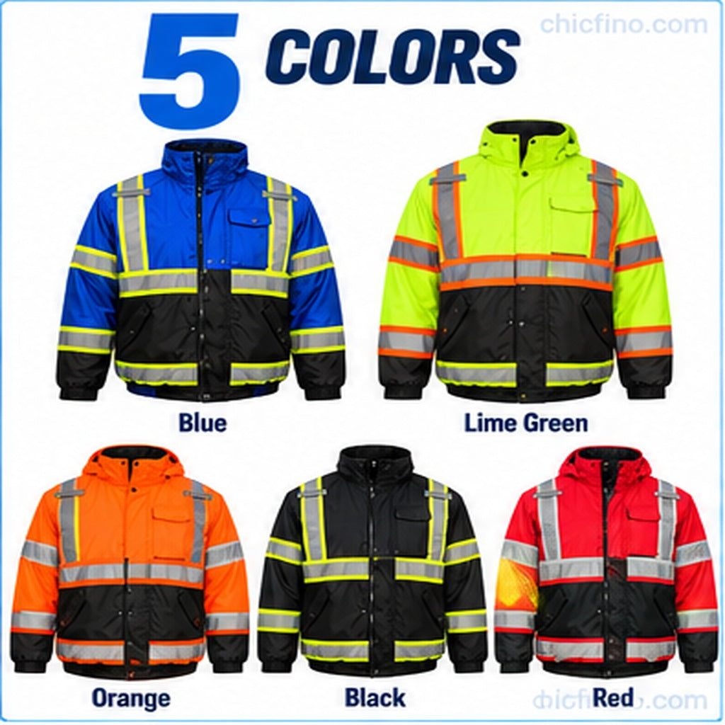 Men's Hi-Vis Reflective Fleece-Lined Work Jacket