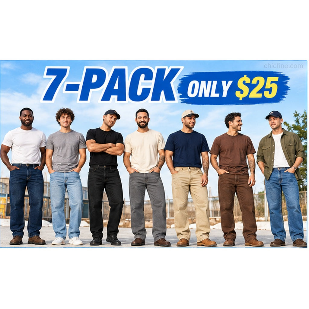Men's Relaxed Fit Utility Jeans – Straight Leg Denim Work Pants with Functional Pockets