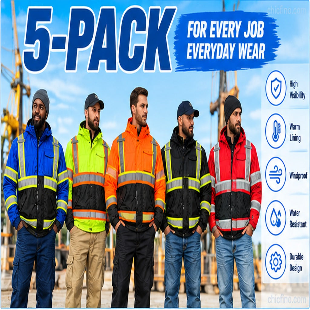 Men's Hi-Vis Reflective Fleece-Lined Work Jacket
