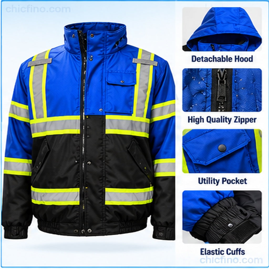 Men's Hi-Vis Reflective Fleece-Lined Work Jacket