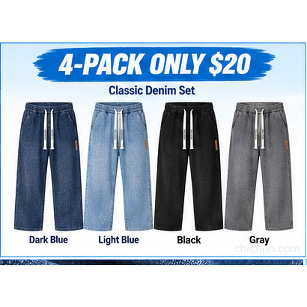 Men's Baggy Denim Drawstring Pants