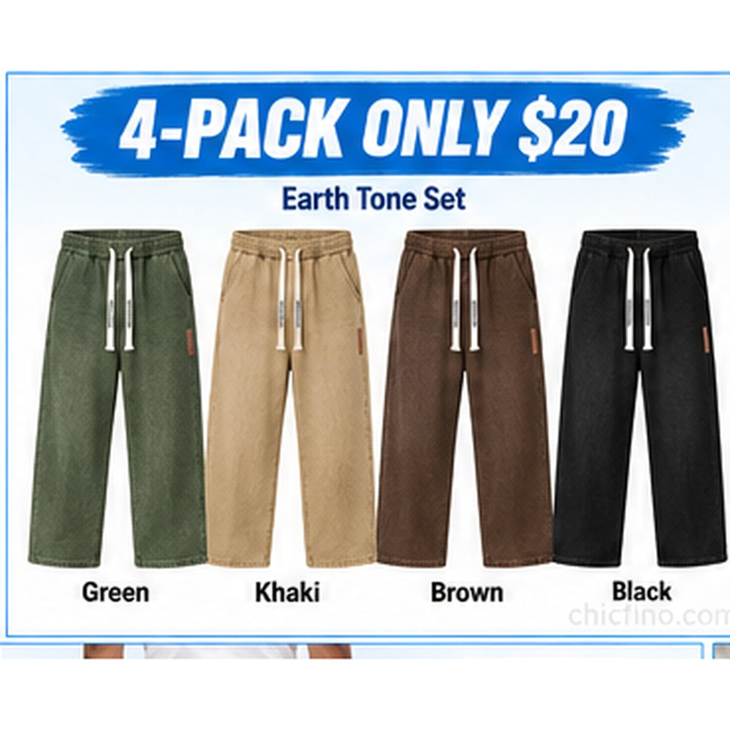Men's Baggy Denim Drawstring Pants