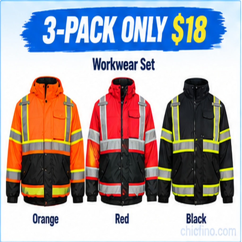 Men's Hi-Vis Reflective Fleece-Lined Work Jacket