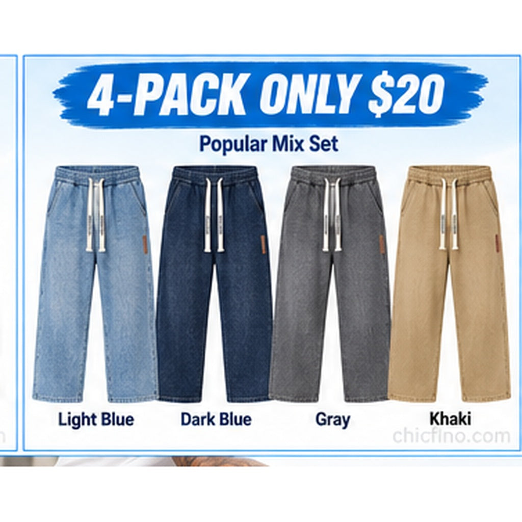 Men's Baggy Denim Drawstring Pants