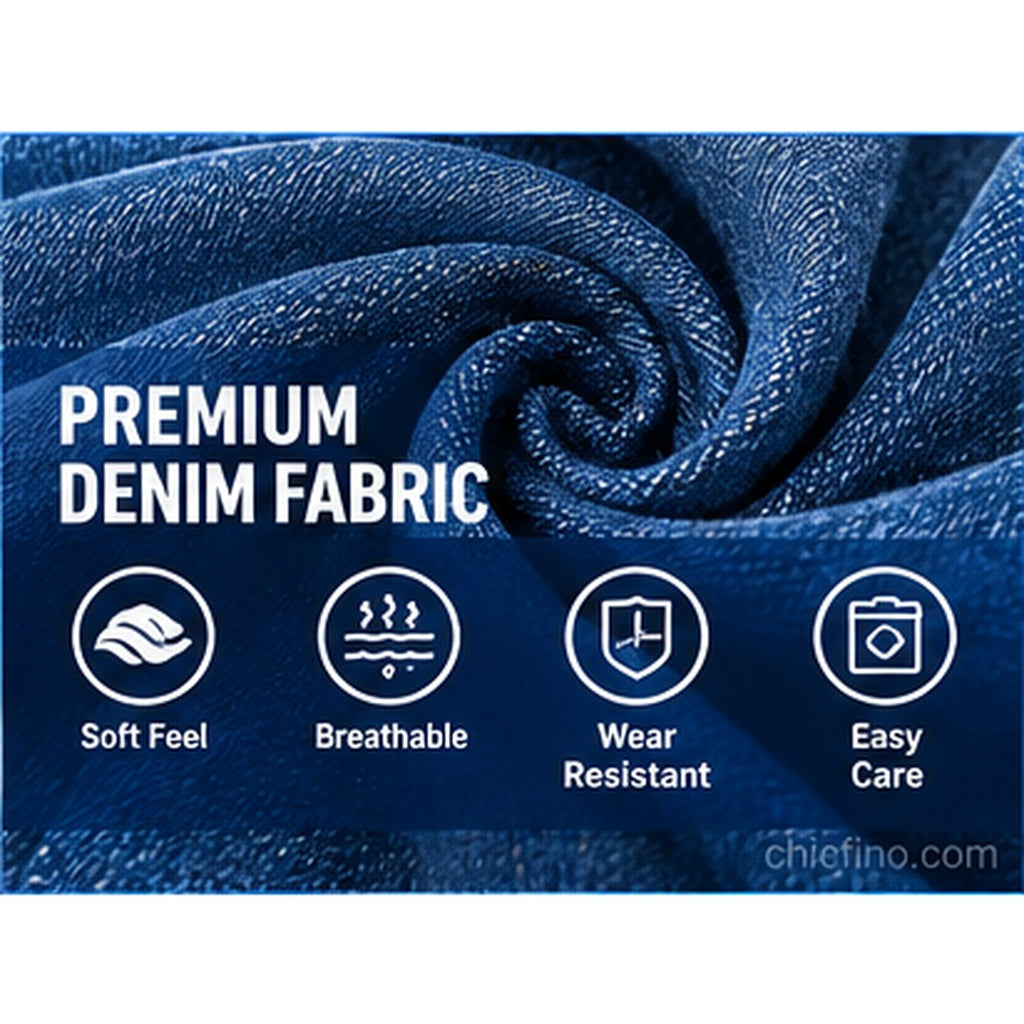 Men's Relaxed Fit Utility Jeans – Straight Leg Denim Work Pants with Functional Pockets