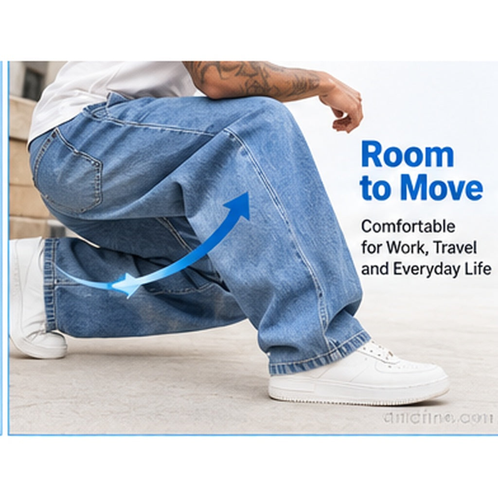 Men's Baggy Denim Drawstring Pants