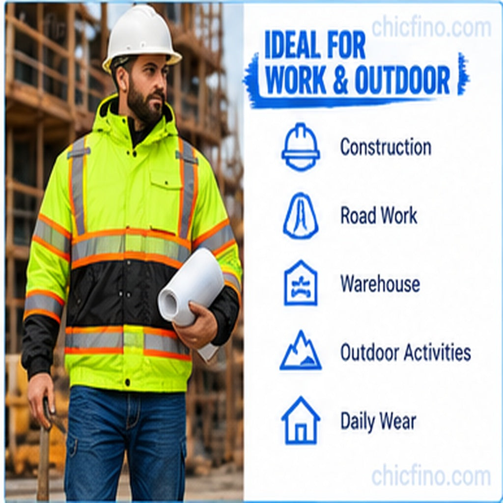 Men's Hi-Vis Reflective Fleece-Lined Work Jacket