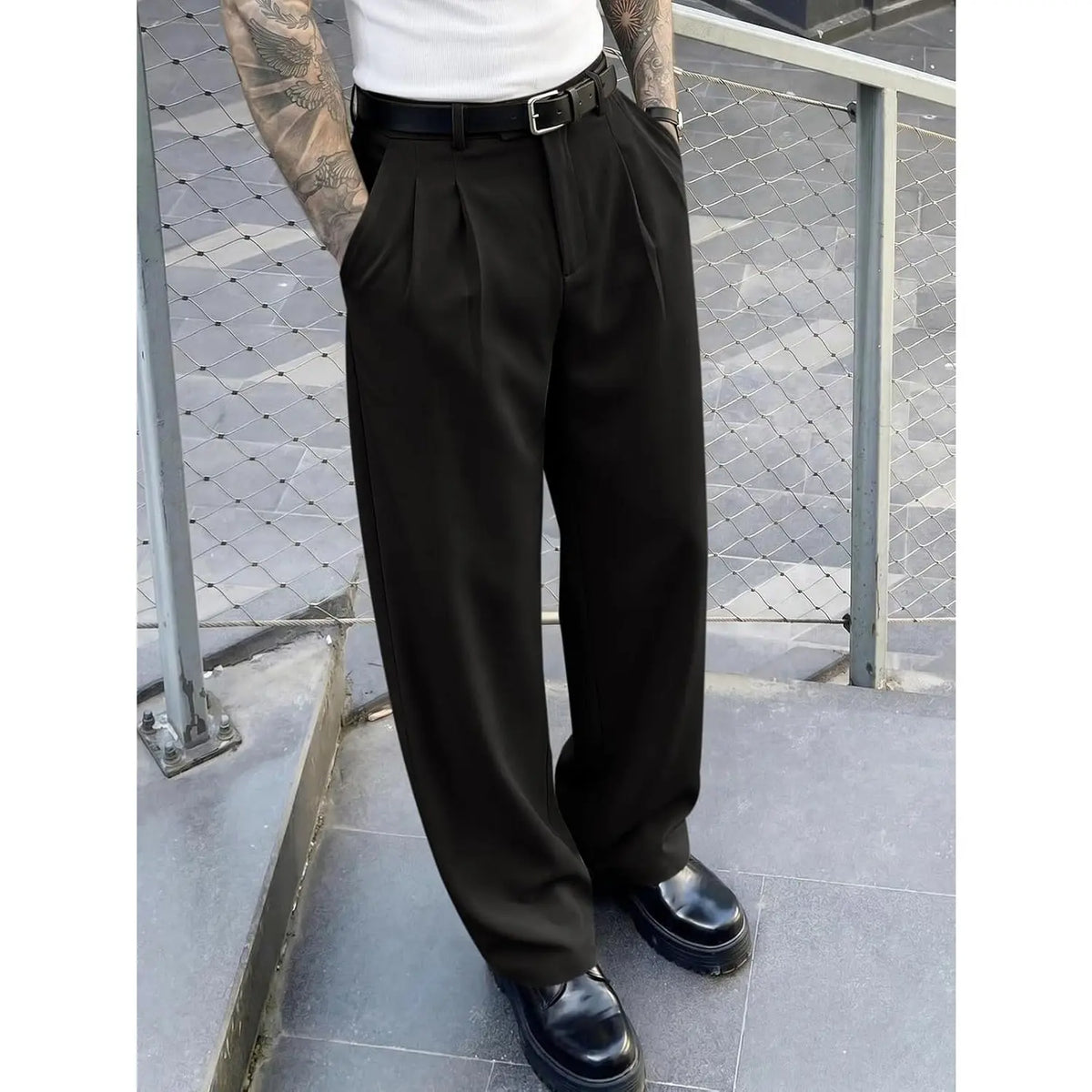 Men's Relaxed Wide-Leg Dress Pants