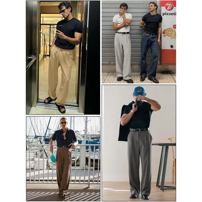 Men's Relaxed Wide-Leg Dress Pants