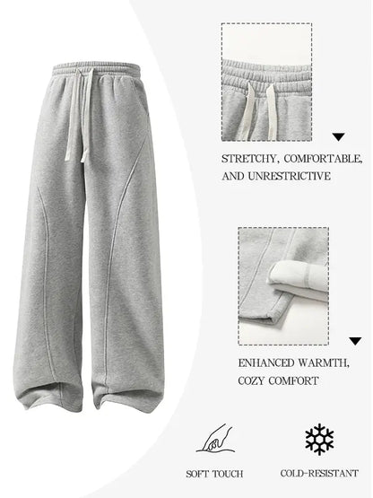 Men's Curved Wide-Leg Drawstring Pants – Relaxed Casual Streetwear Trousers