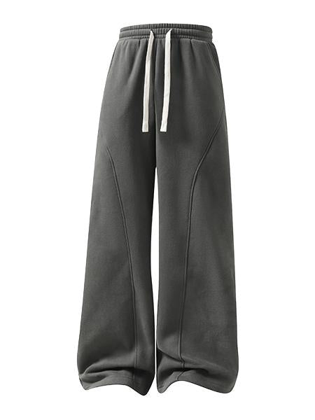 Men's Curved Wide-Leg Drawstring Pants – Relaxed Casual Streetwear Trousers
