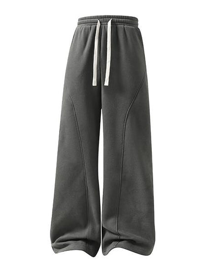 Men's Curved Wide-Leg Drawstring Pants – Relaxed Casual Streetwear Trousers