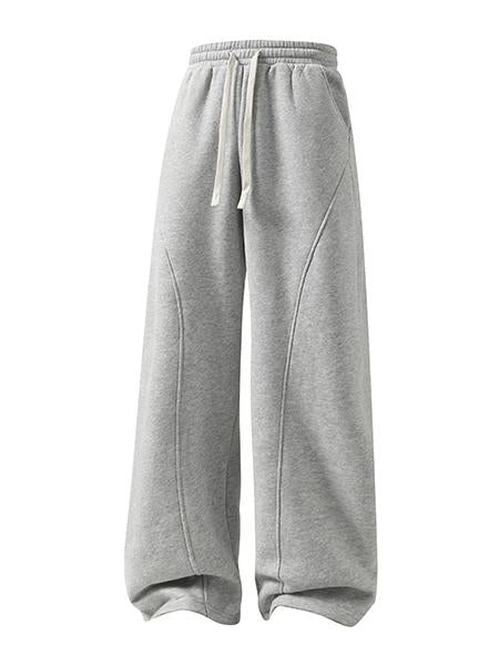 Men's Curved Wide-Leg Drawstring Pants – Relaxed Casual Streetwear Trousers