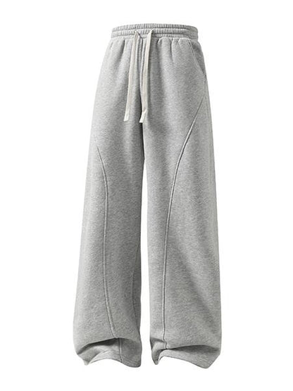 Men's Curved Wide-Leg Drawstring Pants – Relaxed Casual Streetwear Trousers