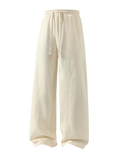 Men's Curved Wide-Leg Drawstring Pants – Relaxed Casual Streetwear Trousers