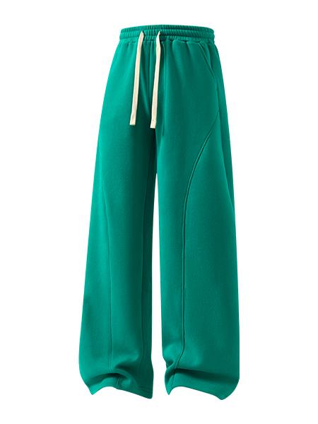 Men's Curved Wide-Leg Drawstring Pants – Relaxed Casual Streetwear Trousers