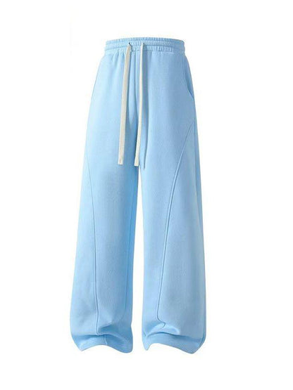 Men's Curved Wide-Leg Drawstring Pants – Relaxed Casual Streetwear Trousers
