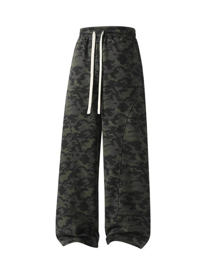 Men's Curved Wide-Leg Drawstring Pants – Relaxed Casual Streetwear Trousers