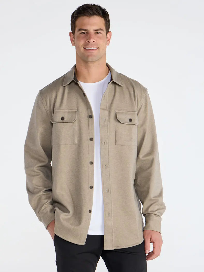 Men's Classic Fit Long Sleeve Overshirt – Casual Stretch Shirt Jacket