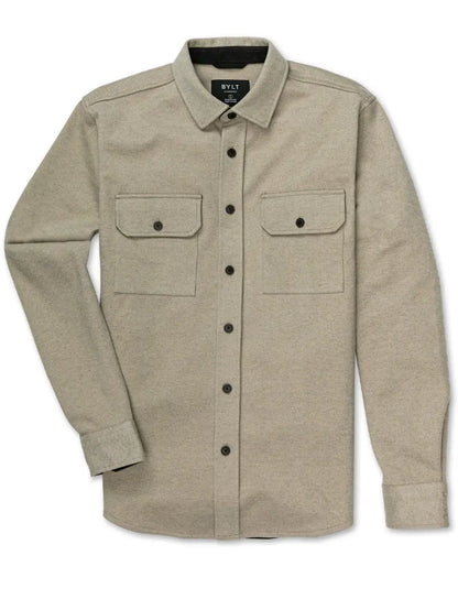Men's Classic Fit Long Sleeve Overshirt – Casual Stretch Shirt Jacket