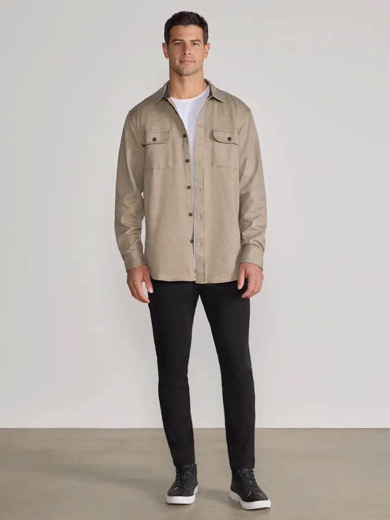Men's Classic Fit Long Sleeve Overshirt – Casual Stretch Shirt Jacket