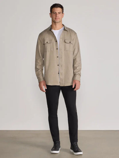 Men's Classic Fit Long Sleeve Overshirt – Casual Stretch Shirt Jacket