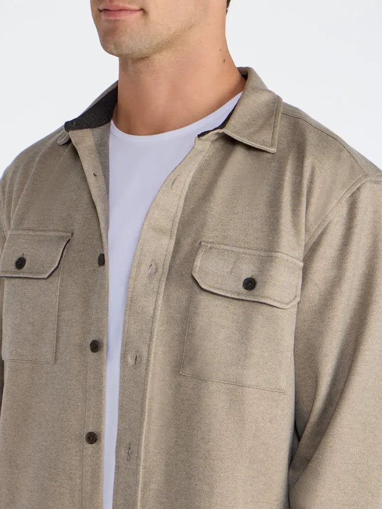 Men's Classic Fit Long Sleeve Overshirt – Casual Stretch Shirt Jacket