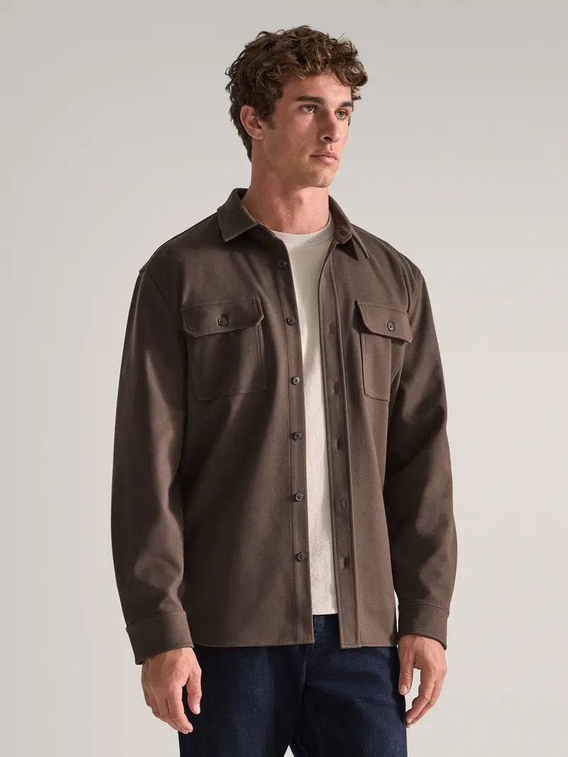 Men's Classic Fit Long Sleeve Overshirt – Casual Stretch Shirt Jacket