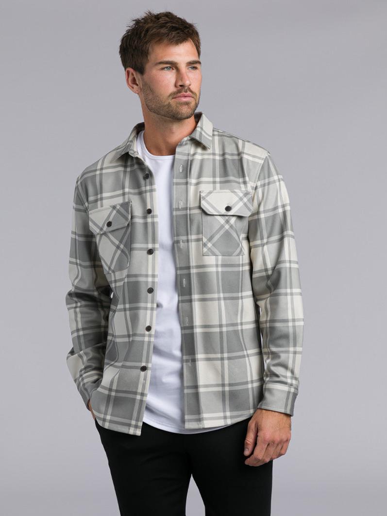 Men's Classic Fit Long Sleeve Overshirt – Casual Stretch Shirt Jacket