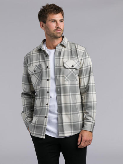 Men's Classic Fit Long Sleeve Overshirt – Casual Stretch Shirt Jacket