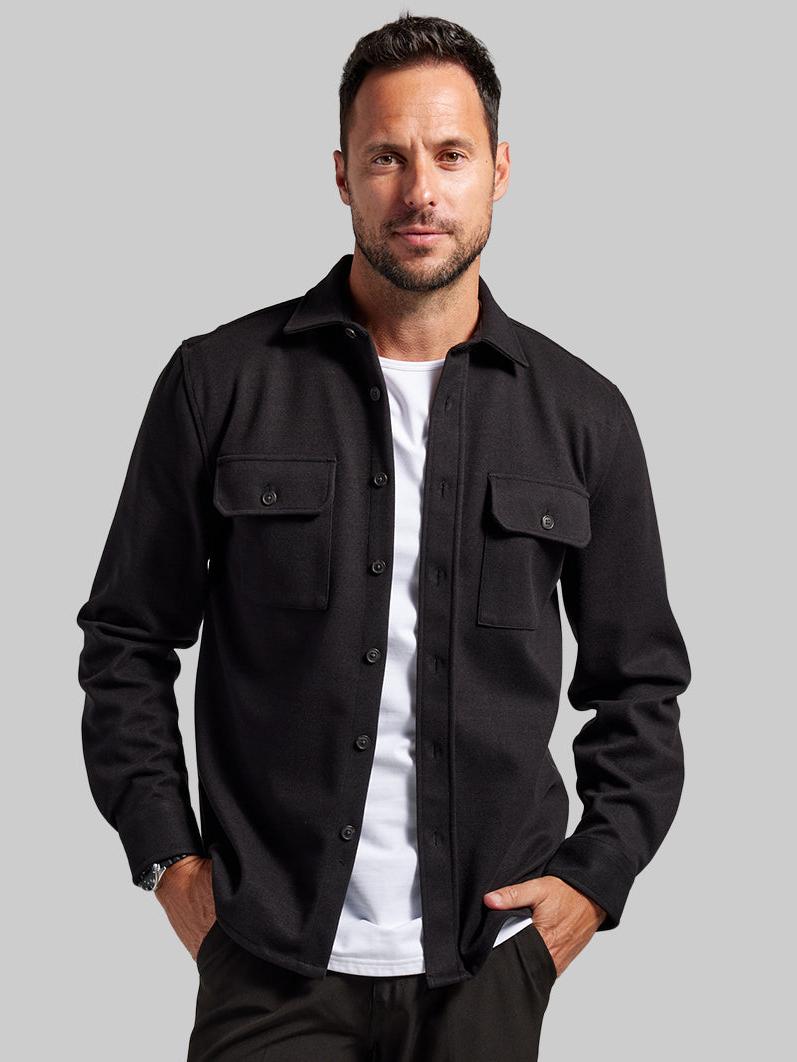 Men's Classic Fit Long Sleeve Overshirt – Casual Stretch Shirt Jacket