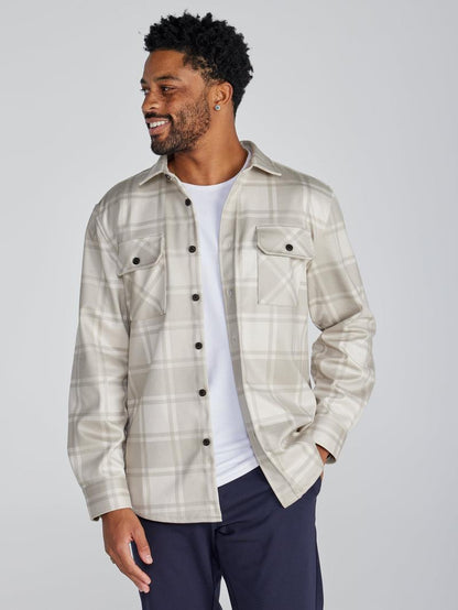 Men's Classic Fit Long Sleeve Overshirt – Casual Stretch Shirt Jacket