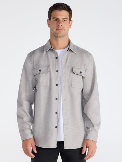 Men's Classic Fit Long Sleeve Overshirt – Casual Stretch Shirt Jacket