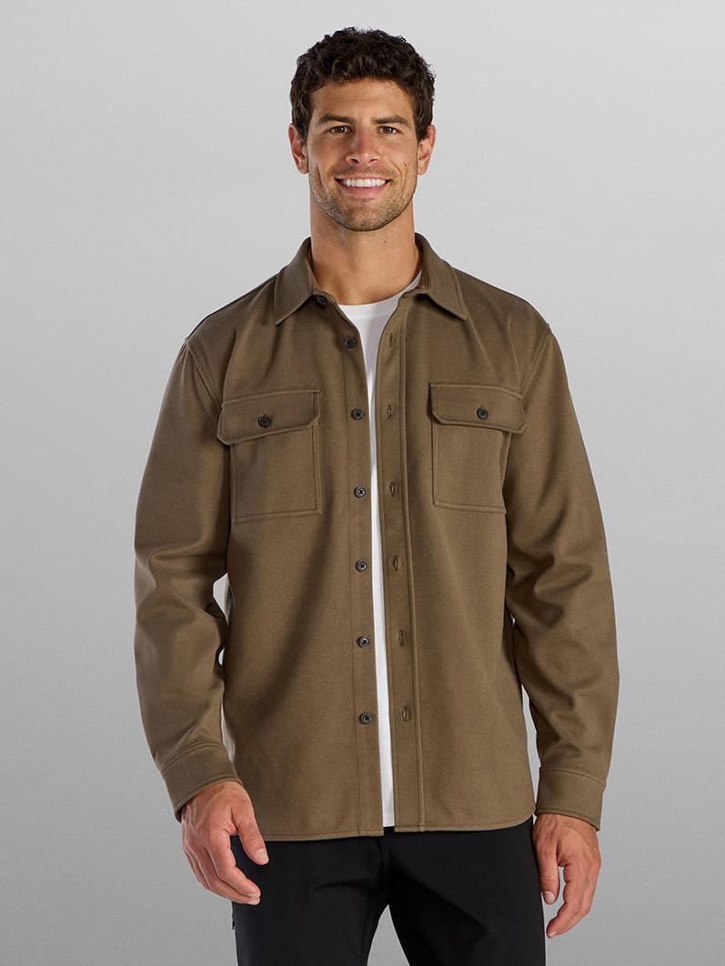 Men's Classic Fit Long Sleeve Overshirt – Casual Stretch Shirt Jacket