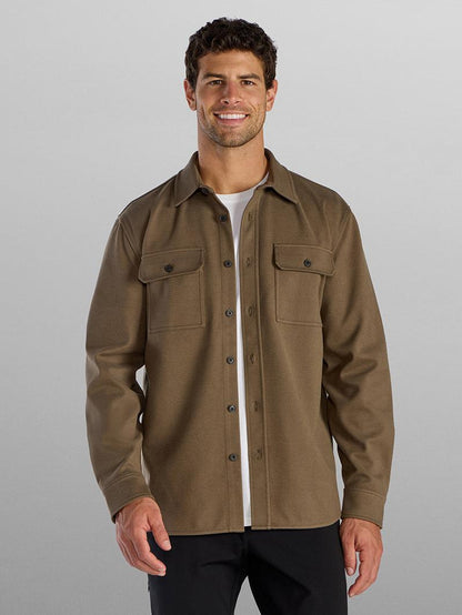 Men's Classic Fit Long Sleeve Overshirt – Casual Stretch Shirt Jacket