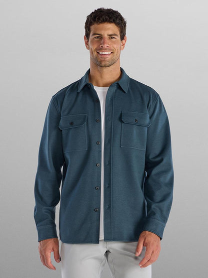 Men's Classic Fit Long Sleeve Overshirt – Casual Stretch Shirt Jacket