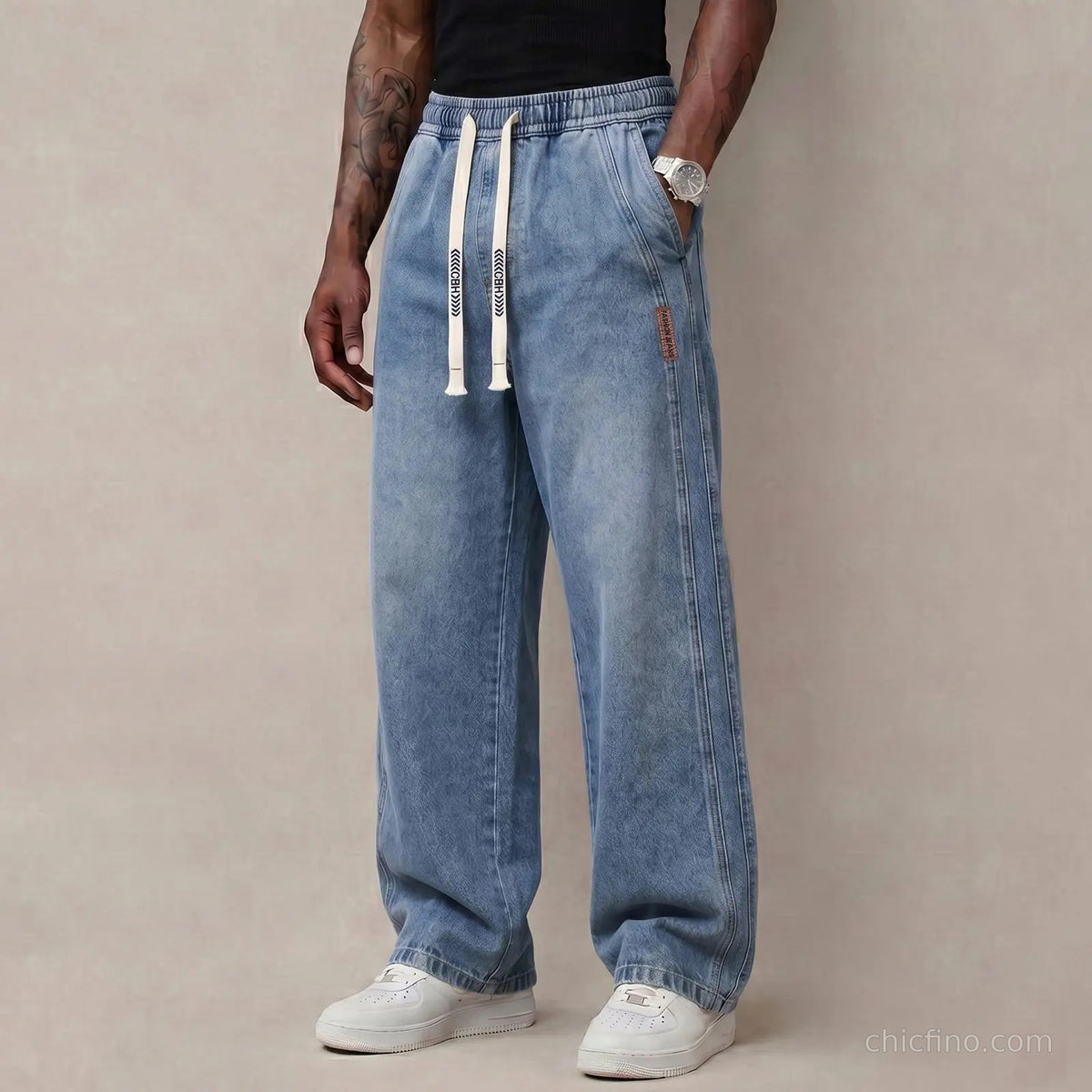 Men's Relaxed Stretch Drawstring Jeans