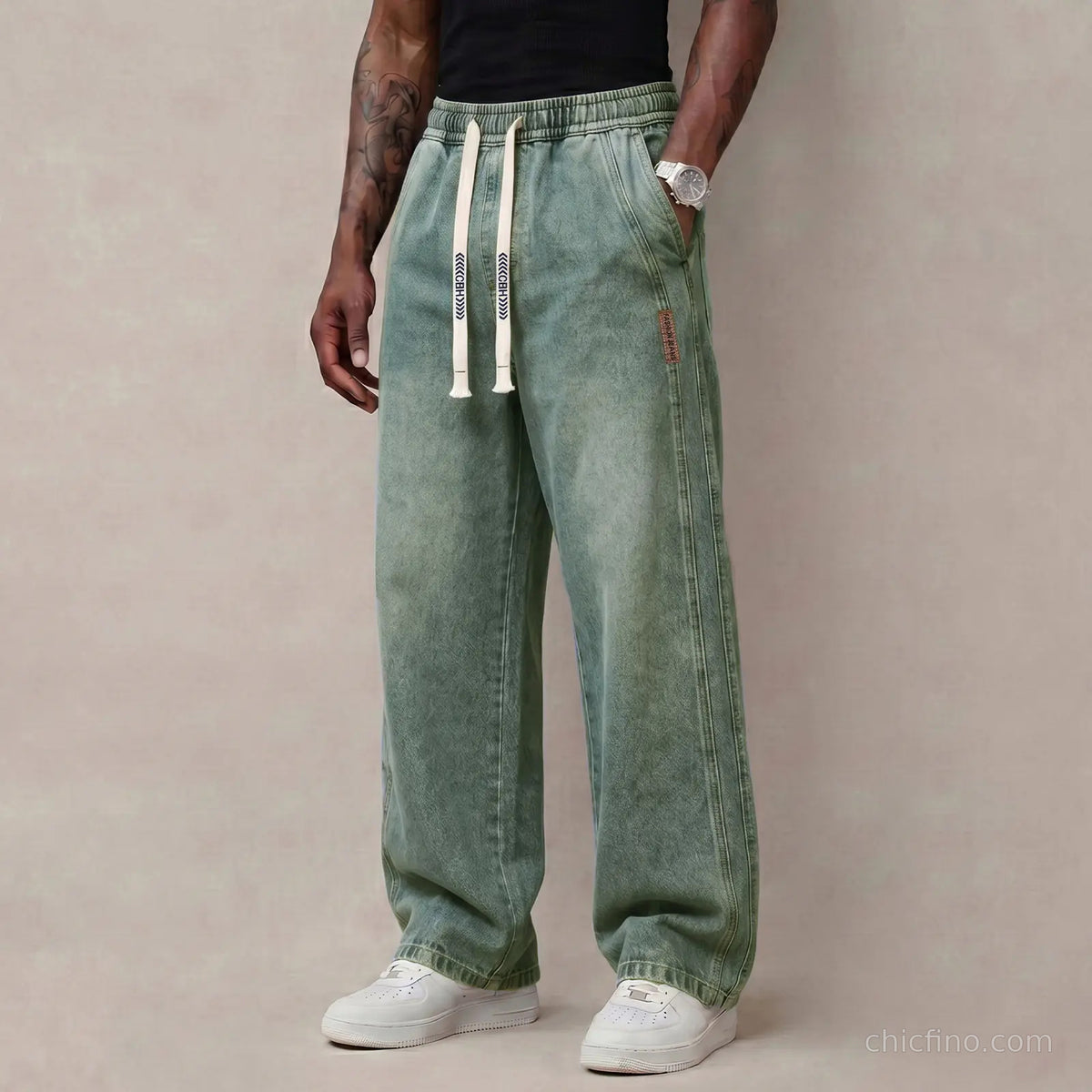 Men's Relaxed Stretch Drawstring Jeans
